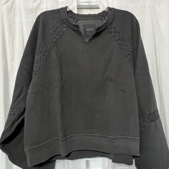 aerie Tops - Aerie Hey Crochet Smoked Gray NWT